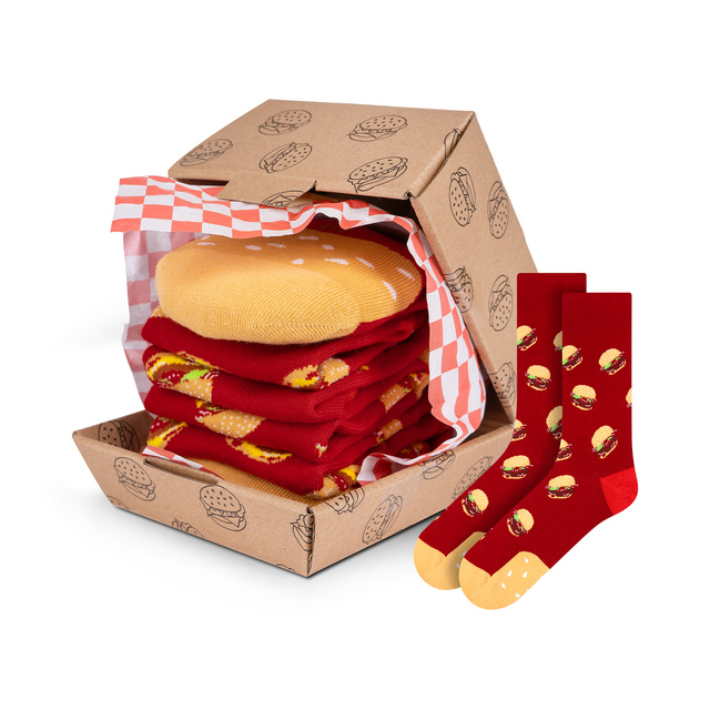 Calcetines Mujer | SOXO para hombre | Hamburguesa en una caja | idea de regalo alegre | calcetines divertidos para ella | para el unisexo